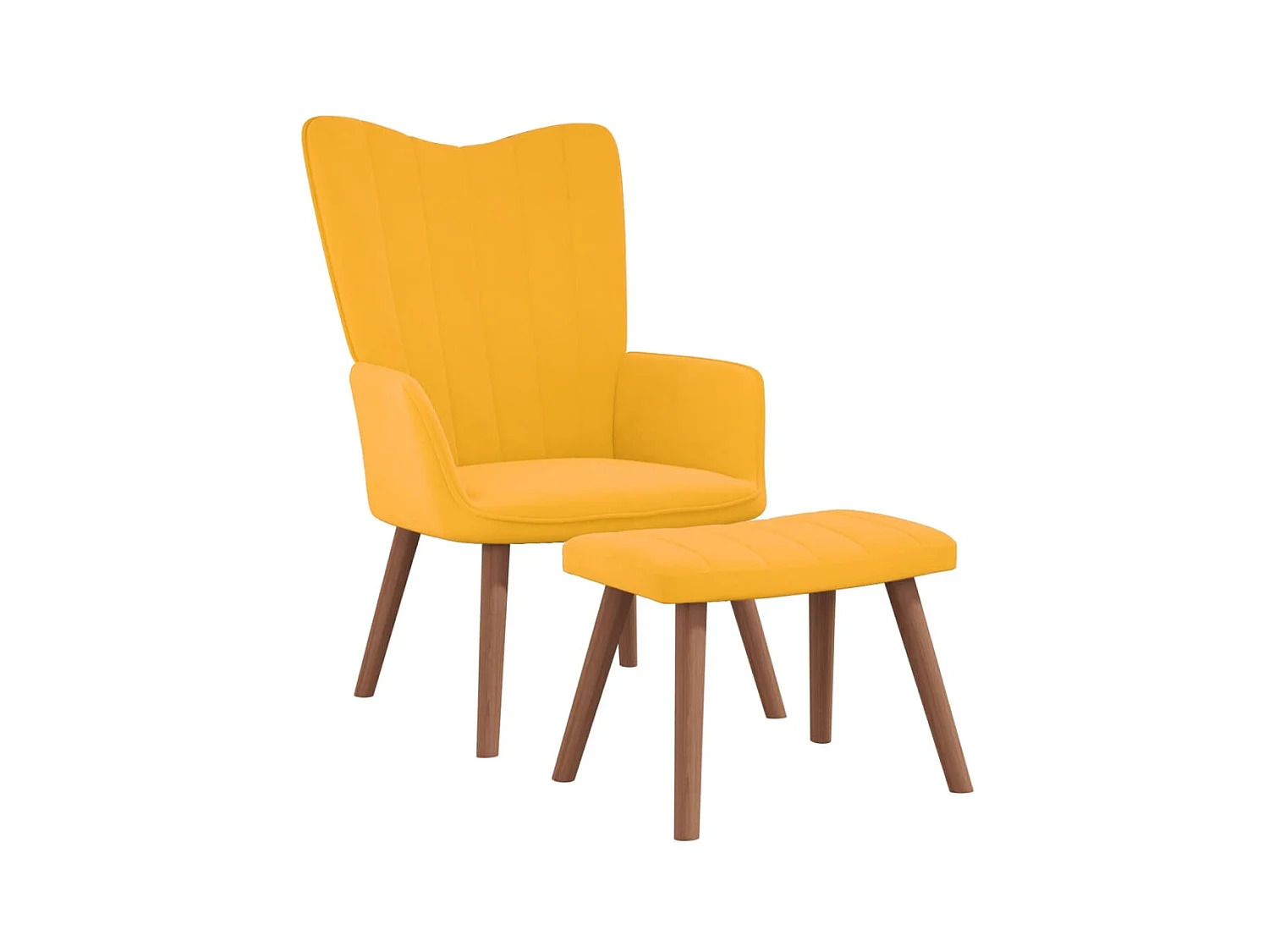 Chaise de relaxation avec repose-pied Jaune moutarde Velours