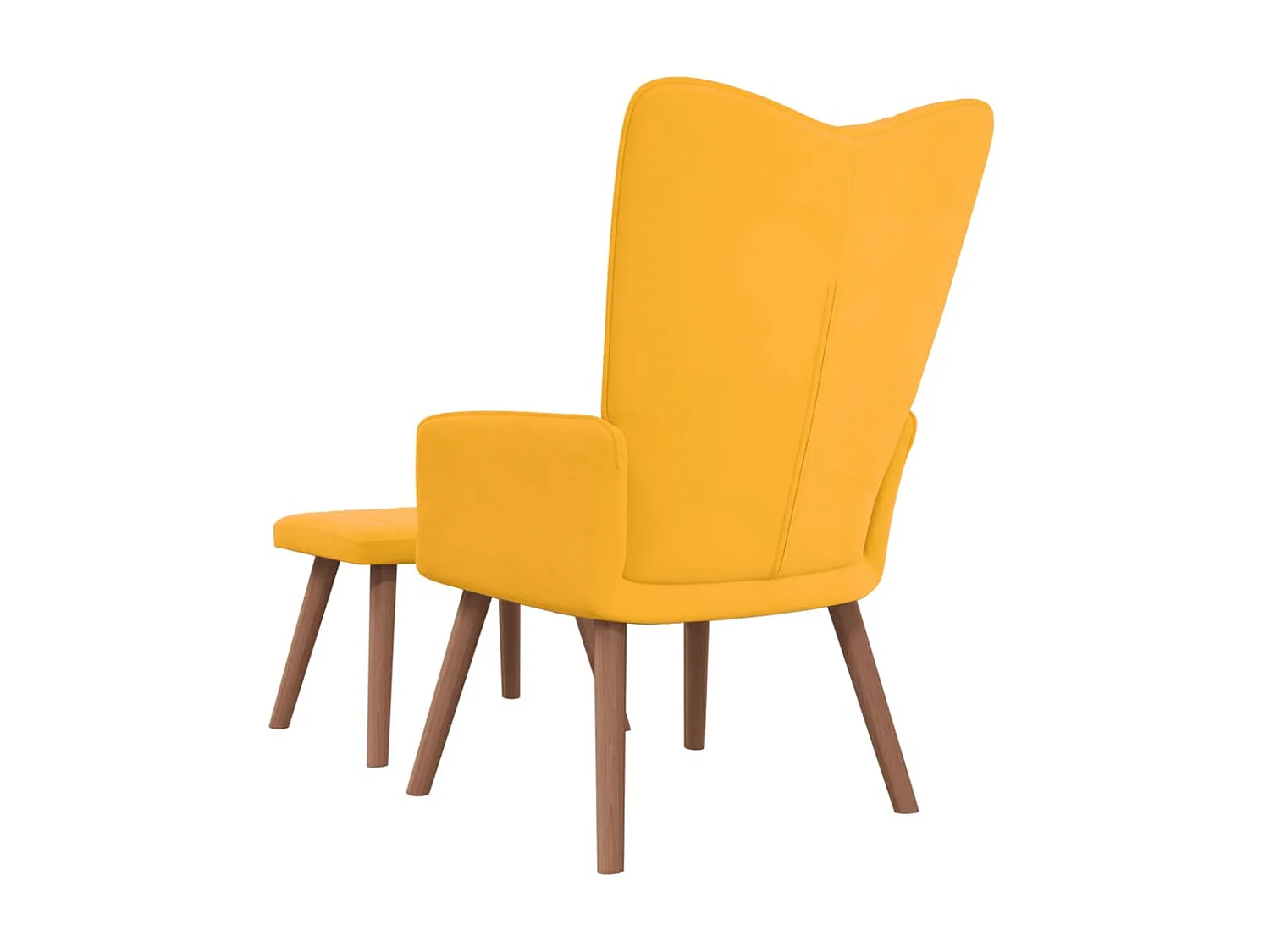 Chaise de relaxation avec repose-pied Jaune moutarde Velours