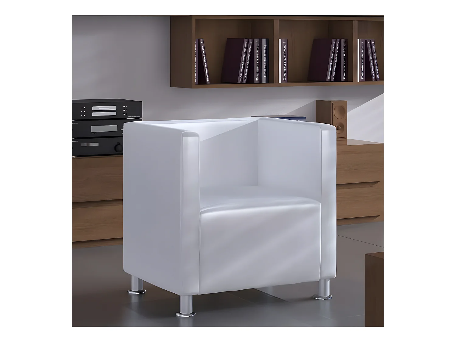 Fauteuil cube Blanc Similicuir