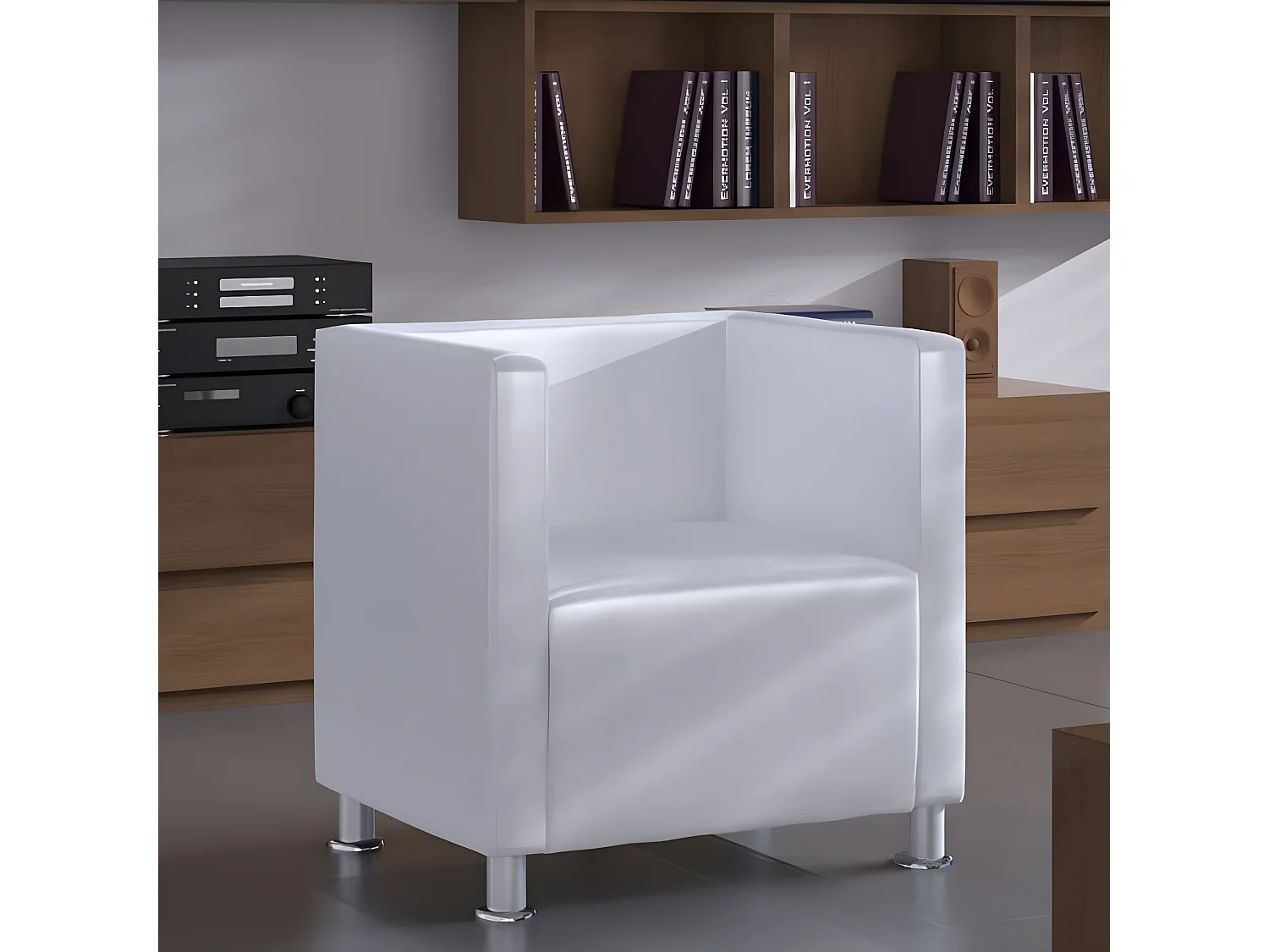 Fauteuil cube Blanc Similicuir