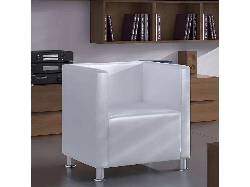 Fauteuil cube Blanc Similicuir