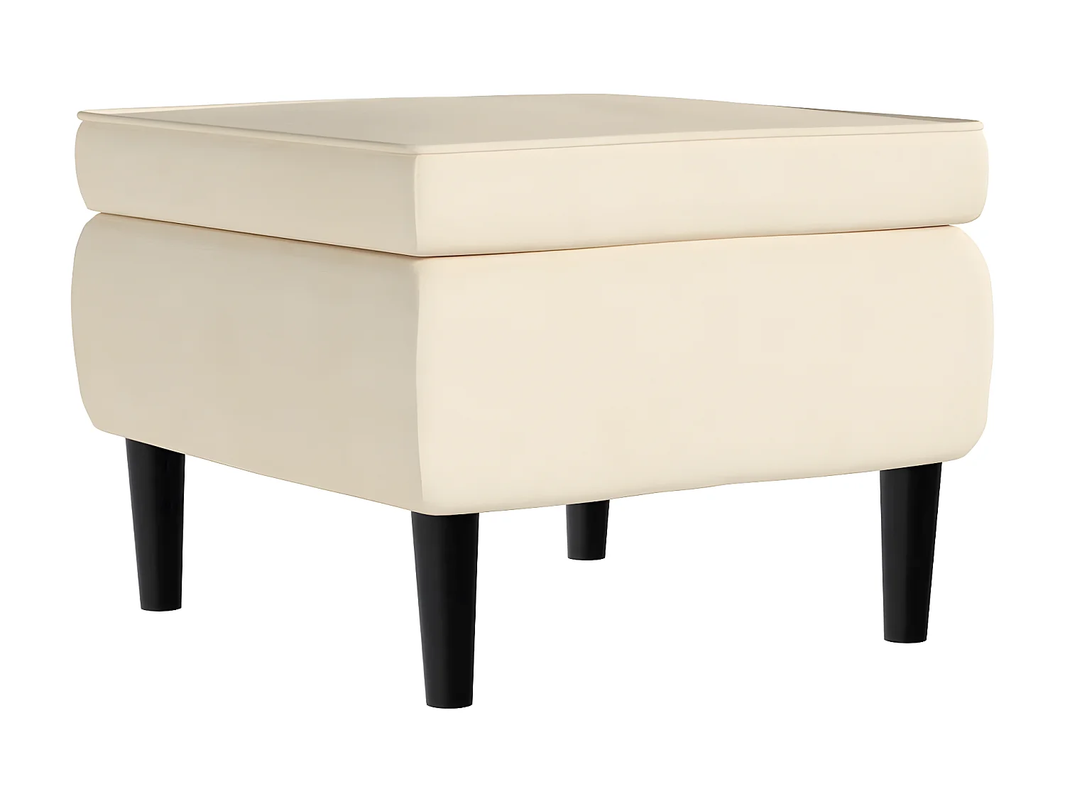 Fauteuil à oreilles avec tabouret crème velours