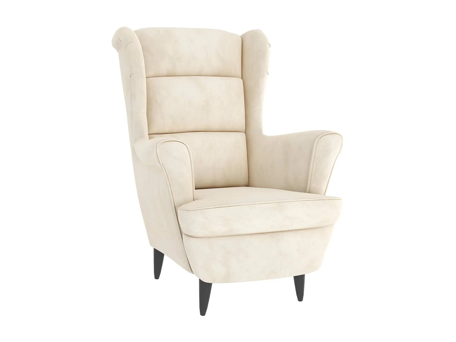 Fauteuil à oreilles avec tabouret crème velours