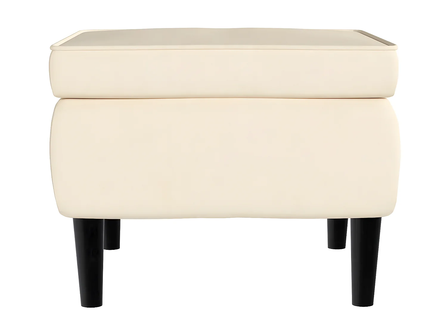 Fauteuil à oreilles avec tabouret crème velours