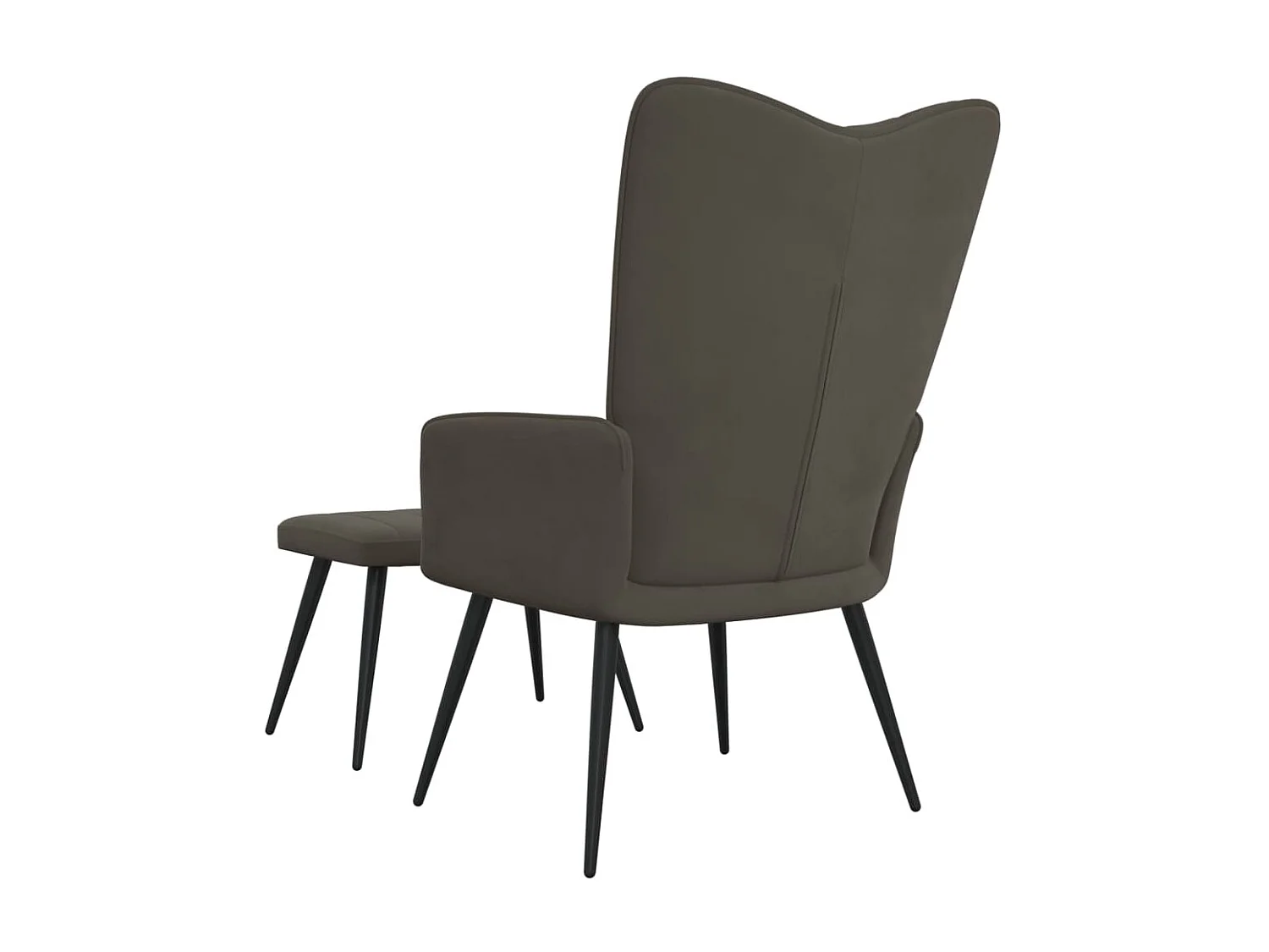 Chaise de relaxation avec repose-pied Gris foncé Velours