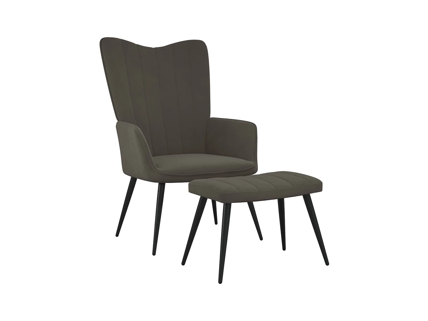 Chaise de relaxation avec repose-pied Gris foncé Velours
