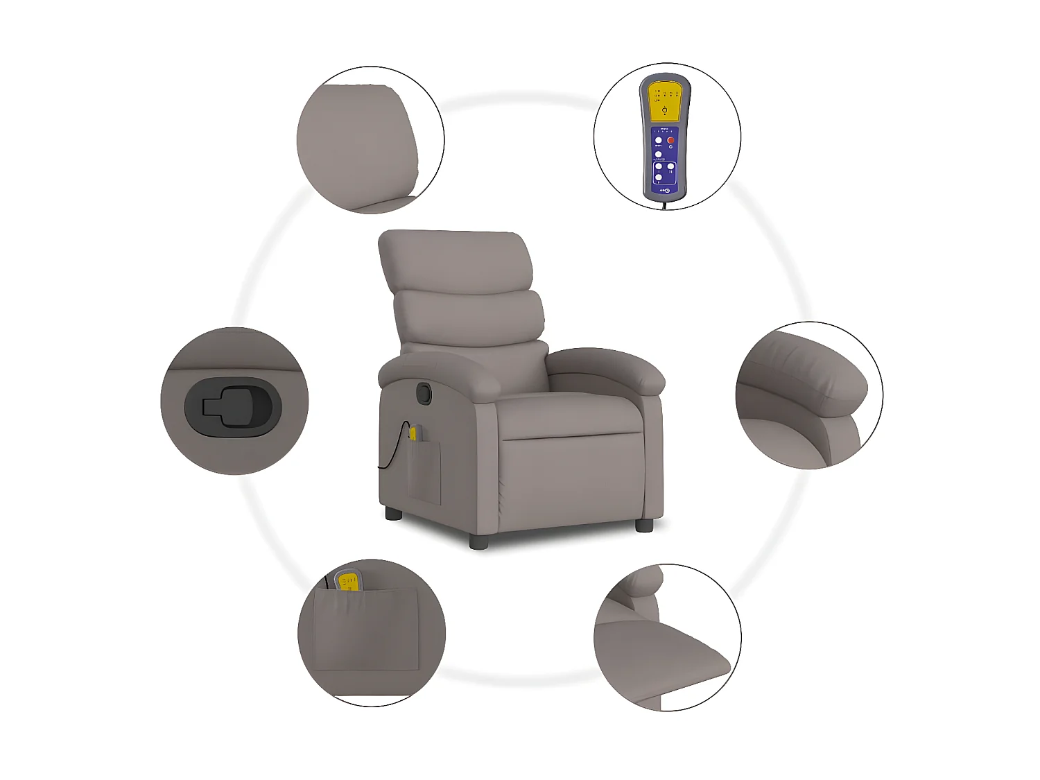 Poltrona massaggiante reclinabile Tessuto Tortora