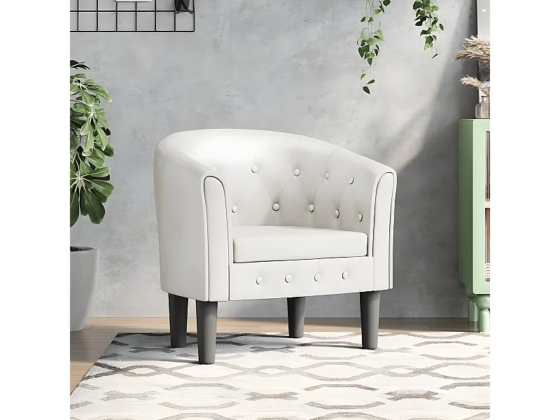 Sillón convertible en piel sintética blanca