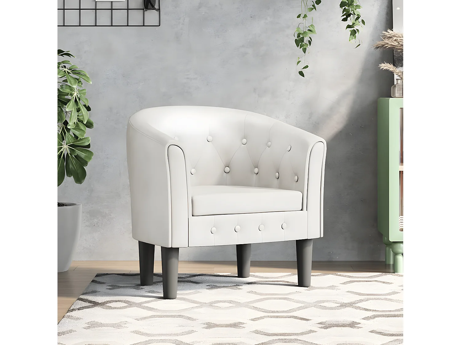 Sillón convertible en piel sintética blanca