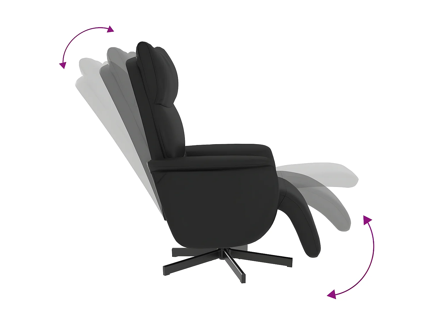 Fauteuil inclinable avec repose-pieds noir similicuir