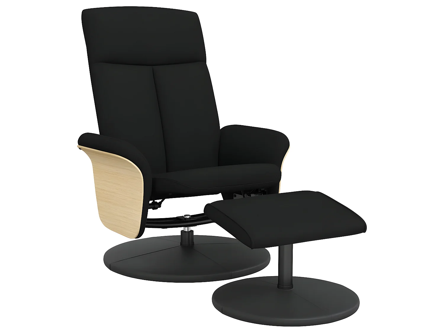 Sedia reclinabile con poggiapiedi in tessuto nero