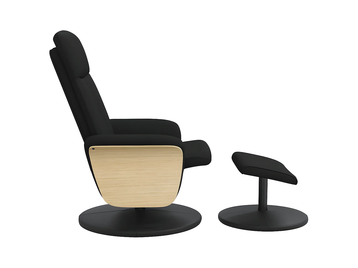 Sedia reclinabile con poggiapiedi in tessuto nero