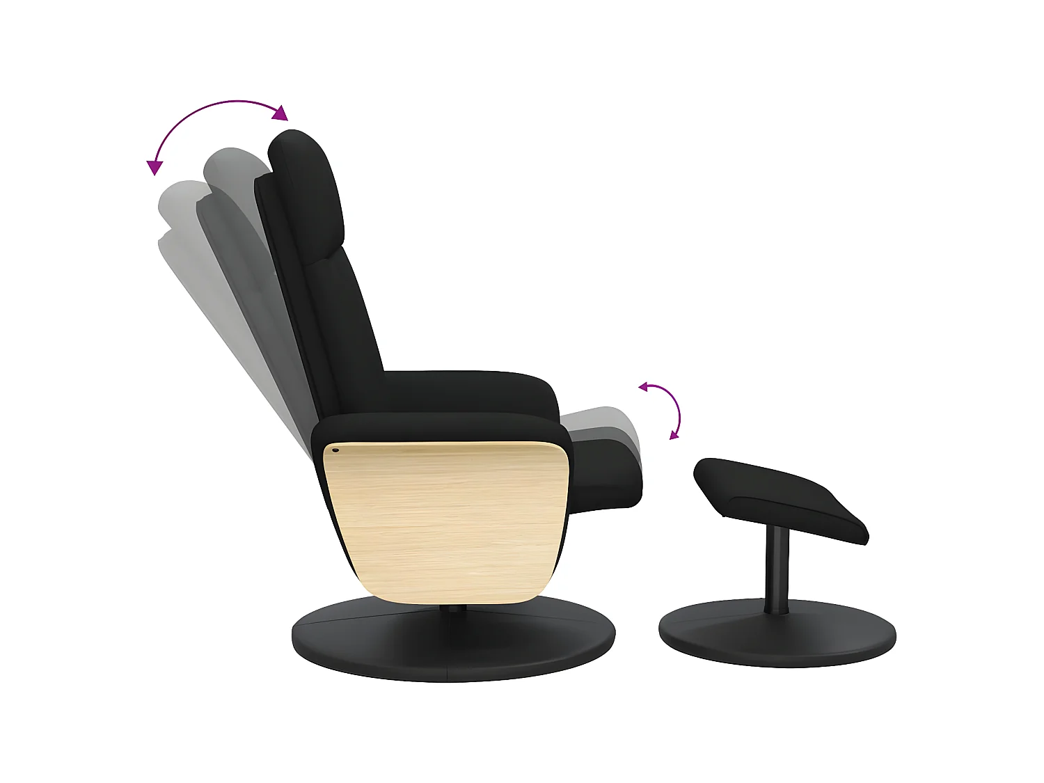 Sedia reclinabile con poggiapiedi in tessuto nero