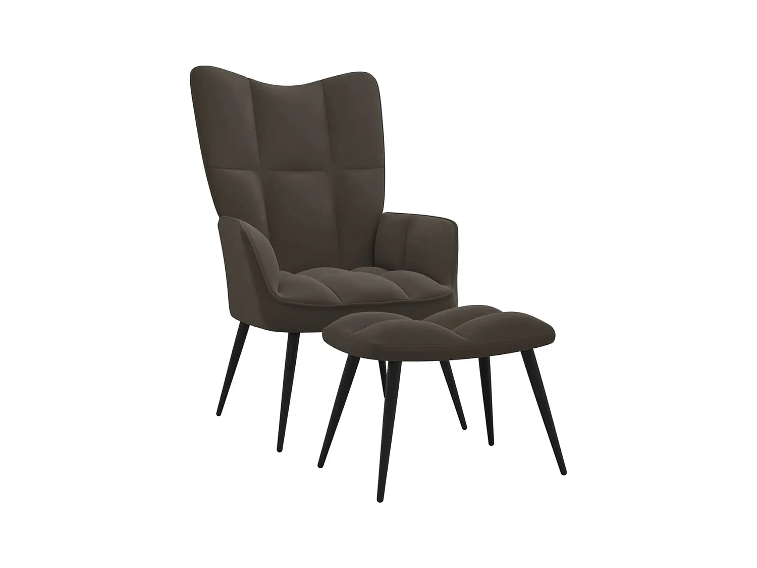 Chaise de relaxation avec repose-pied Gris foncé Velours