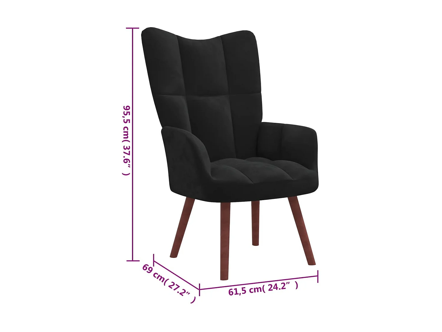 Chaise de relaxation Noir Velours