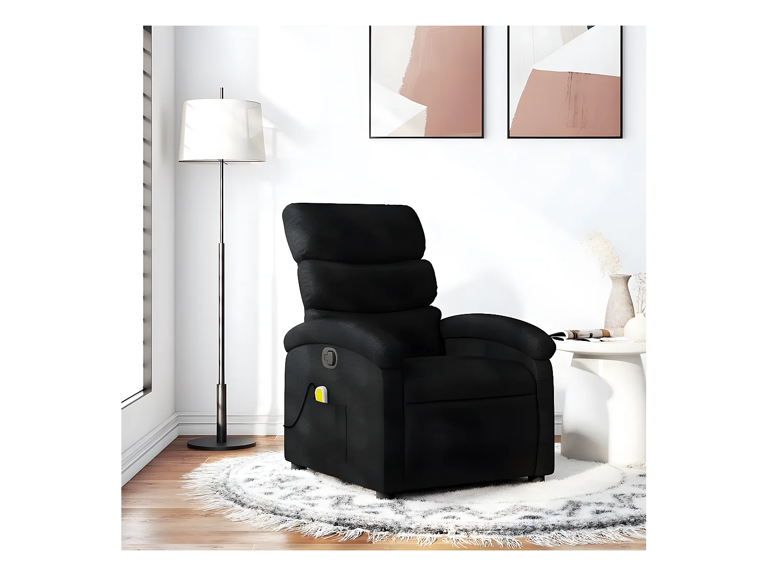 Fauteuil de massage inclinable Noir Tissu
