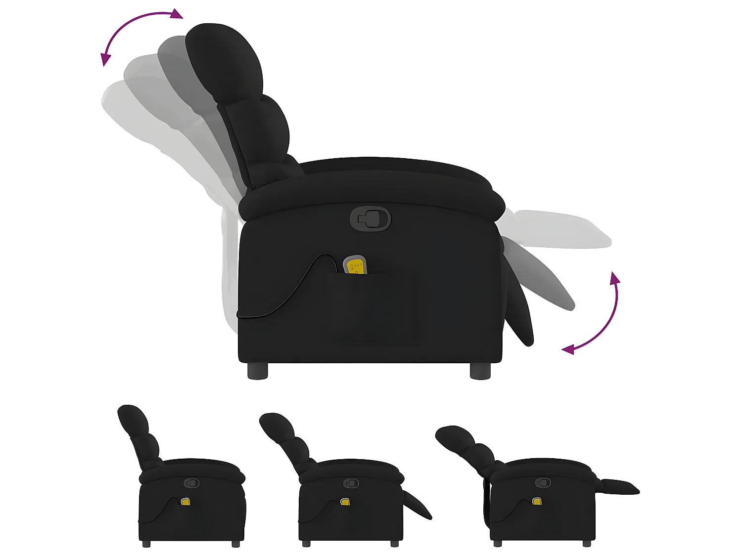 Poltrona massaggiante reclinabile in tessuto nero