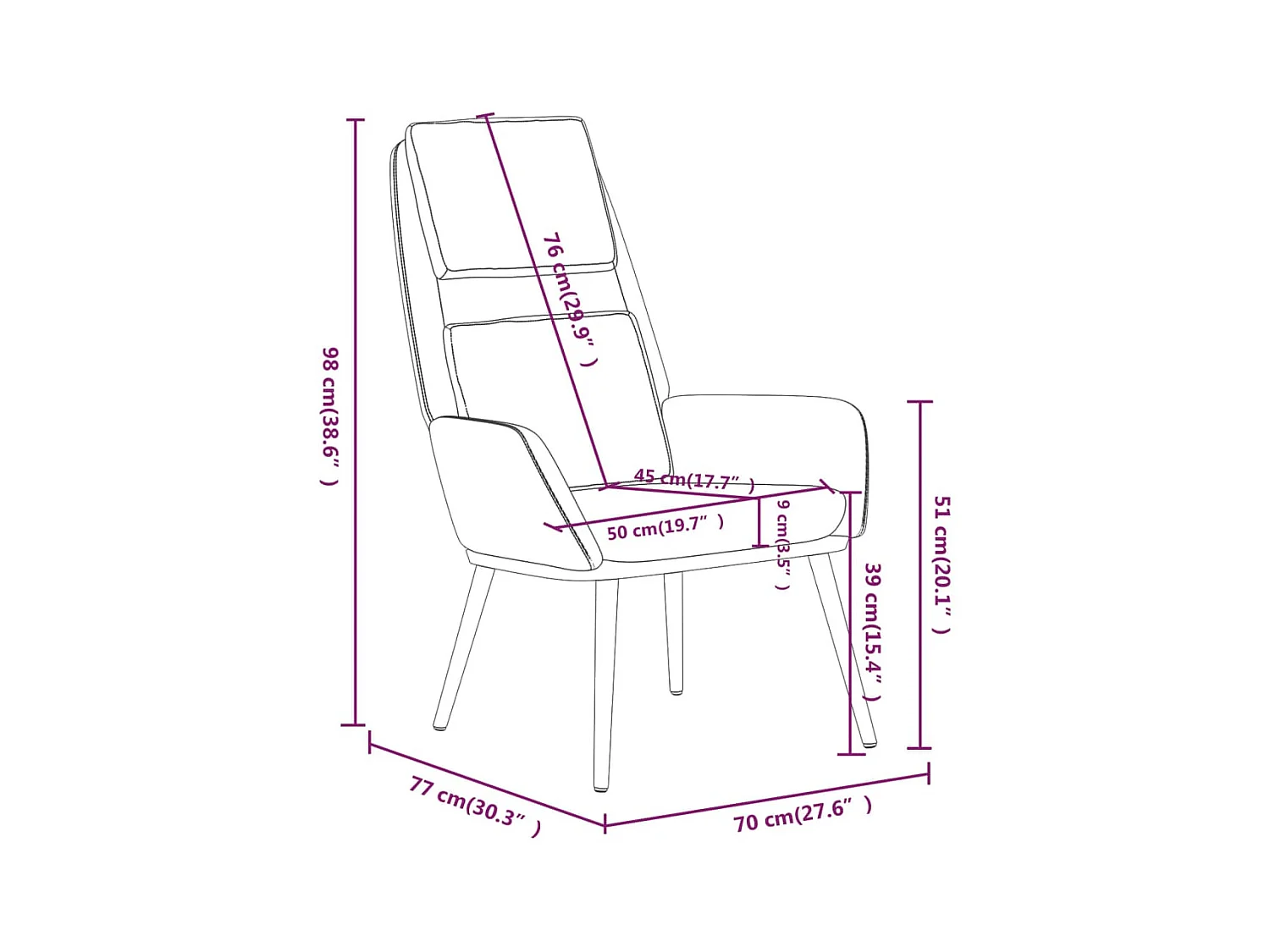Chaise de relaxation Gris foncé Tissu