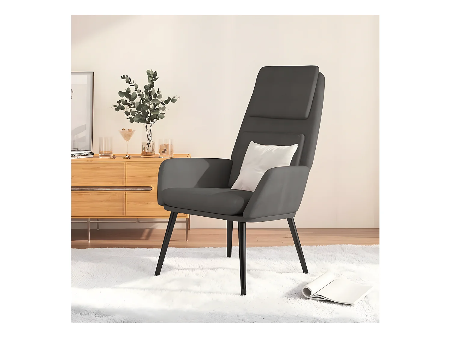 Chaise de relaxation Gris foncé Tissu