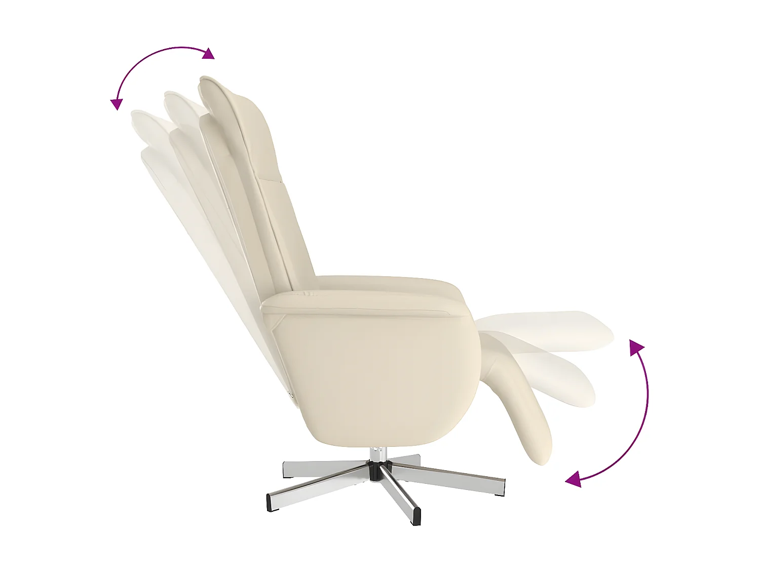 Fauteuil inclinable avec repose-pieds crème similicuir