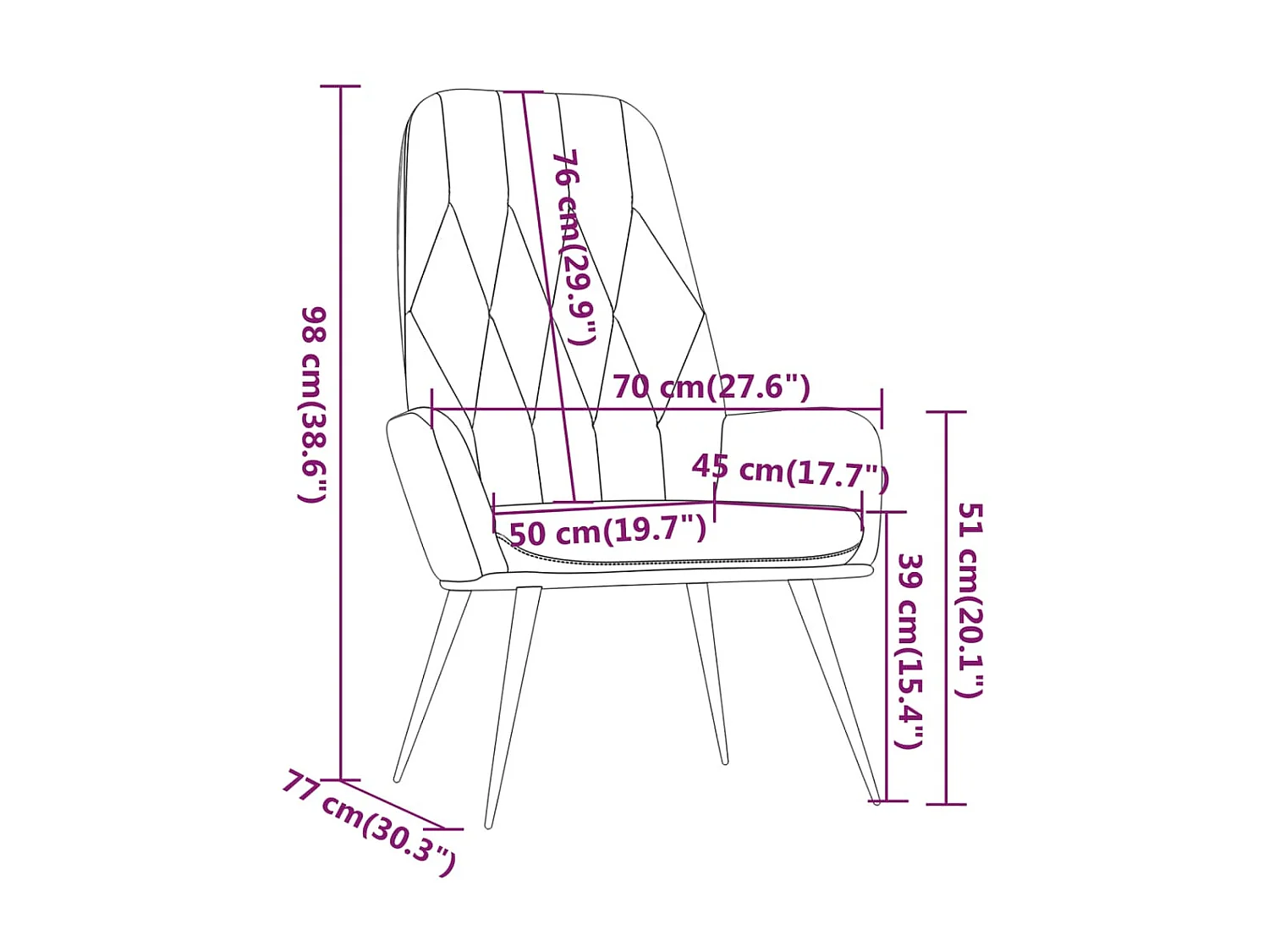 Chaise de relaxation Gris foncé Velours
