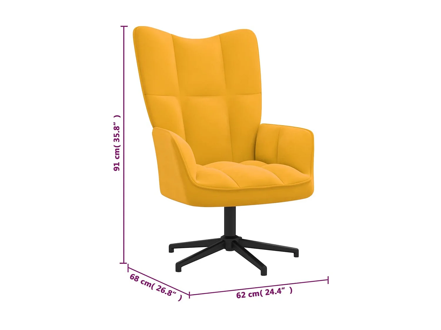 Sillón de relajación Terciopelo amarillo mostaza