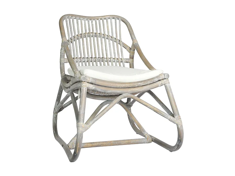 Silla de ratán gris lino