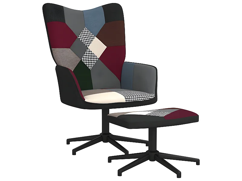 Poltrona relax con poggiapiedi Tessuto Patchwork
