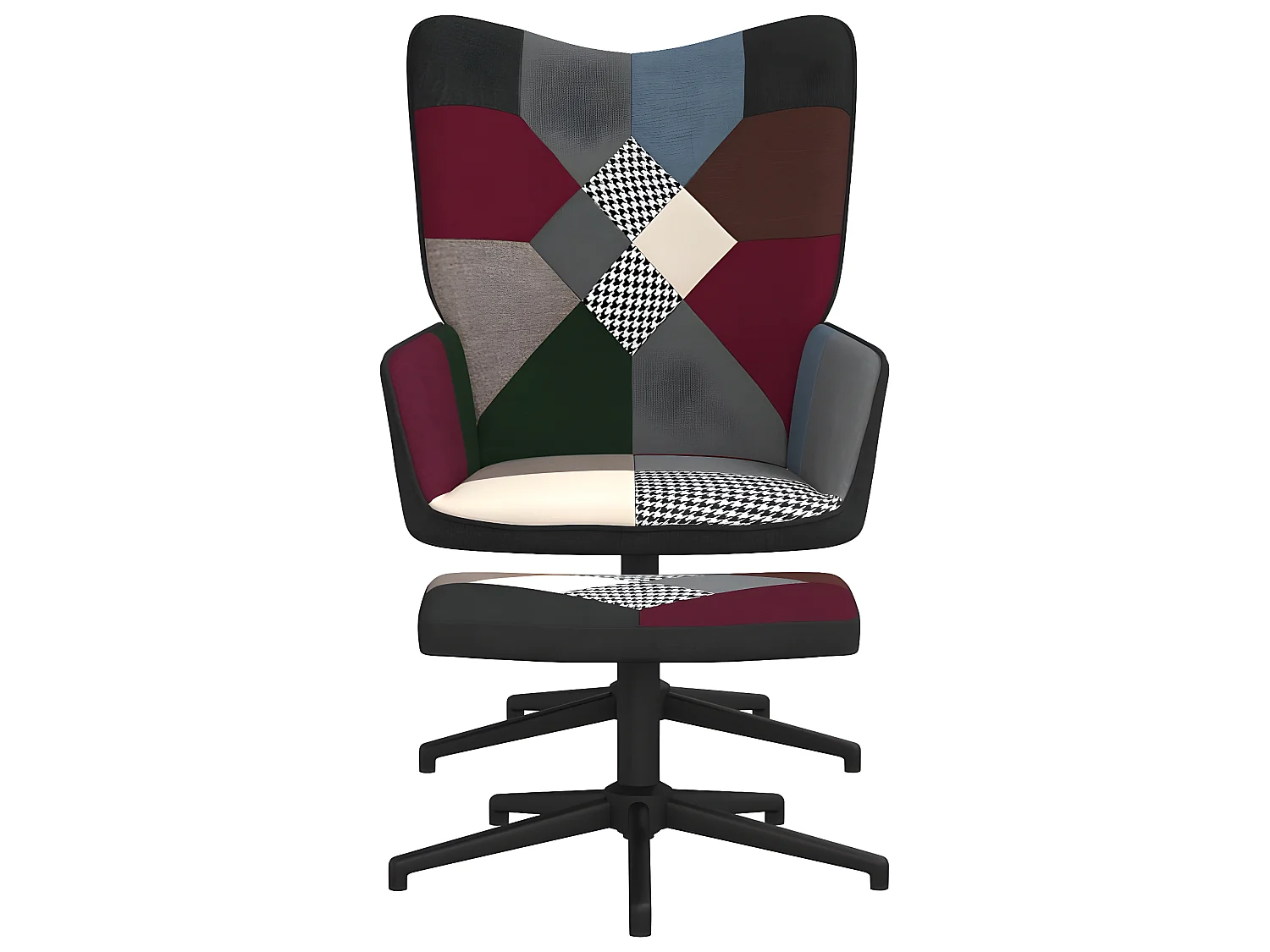 Chaise de relaxation avec repose-pied Patchwork Tissu