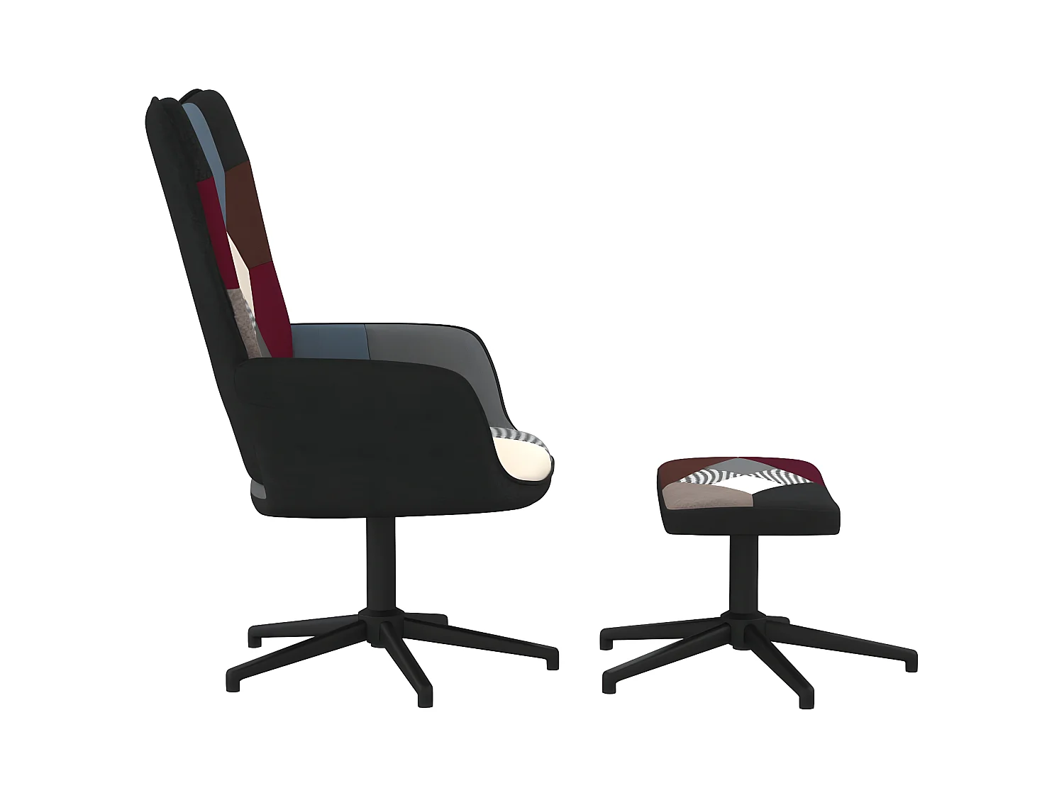 Chaise de relaxation avec repose-pied Patchwork Tissu