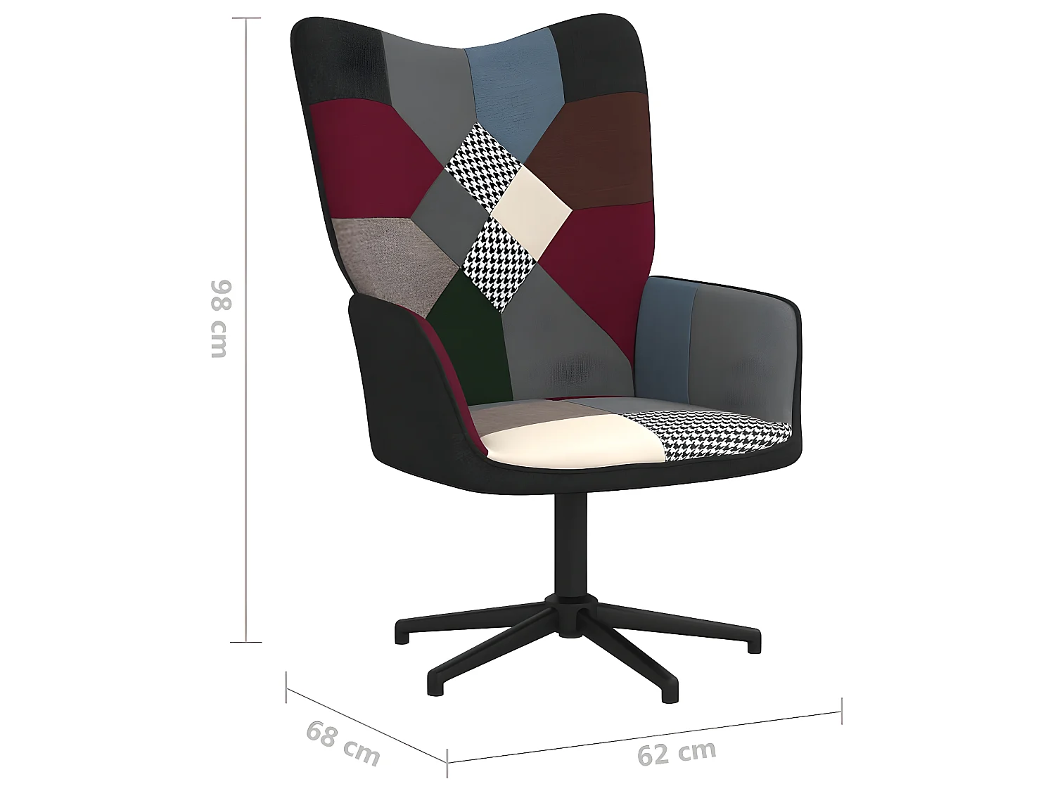 Chaise de relaxation avec repose-pied Patchwork Tissu