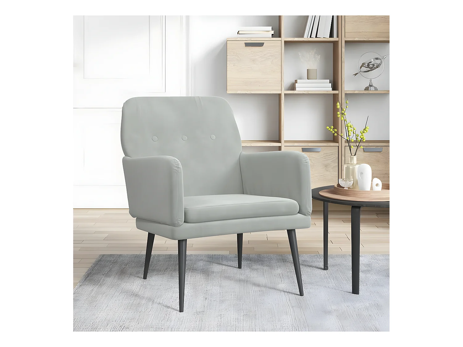 Poltrona Grigio chiaro 62x79x79 cm Velluto