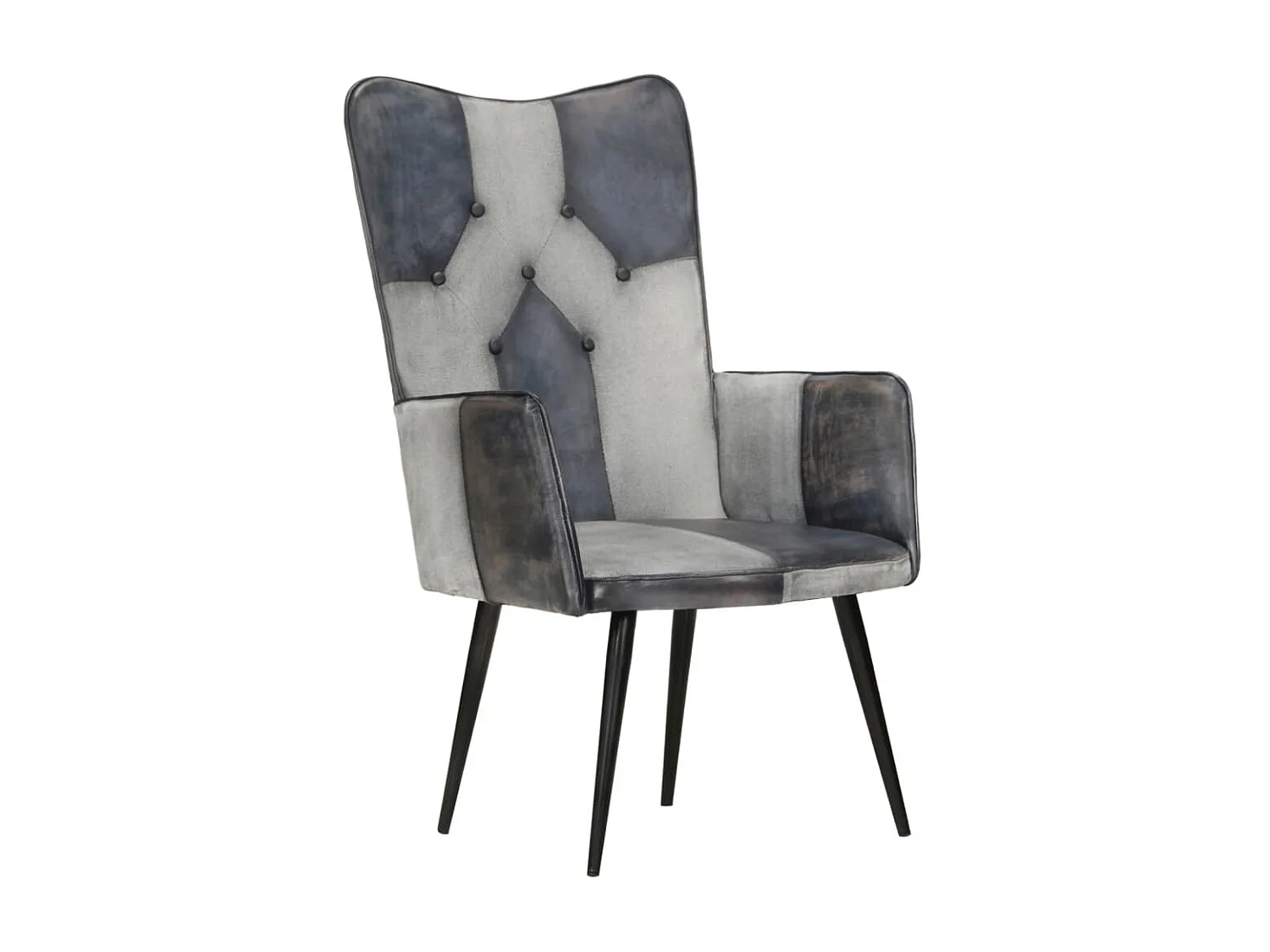 Chaise à oreilles Gris Cuir véritable