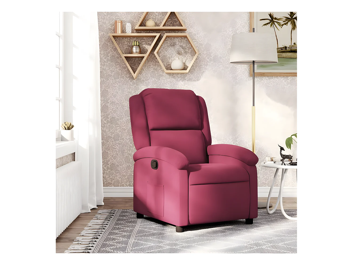 Fauteuil inclinable rouge bordeaux velours
