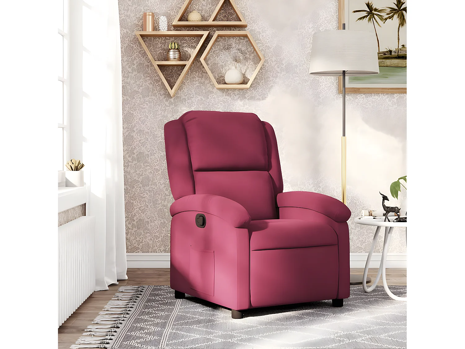 Fauteuil inclinable rouge bordeaux velours