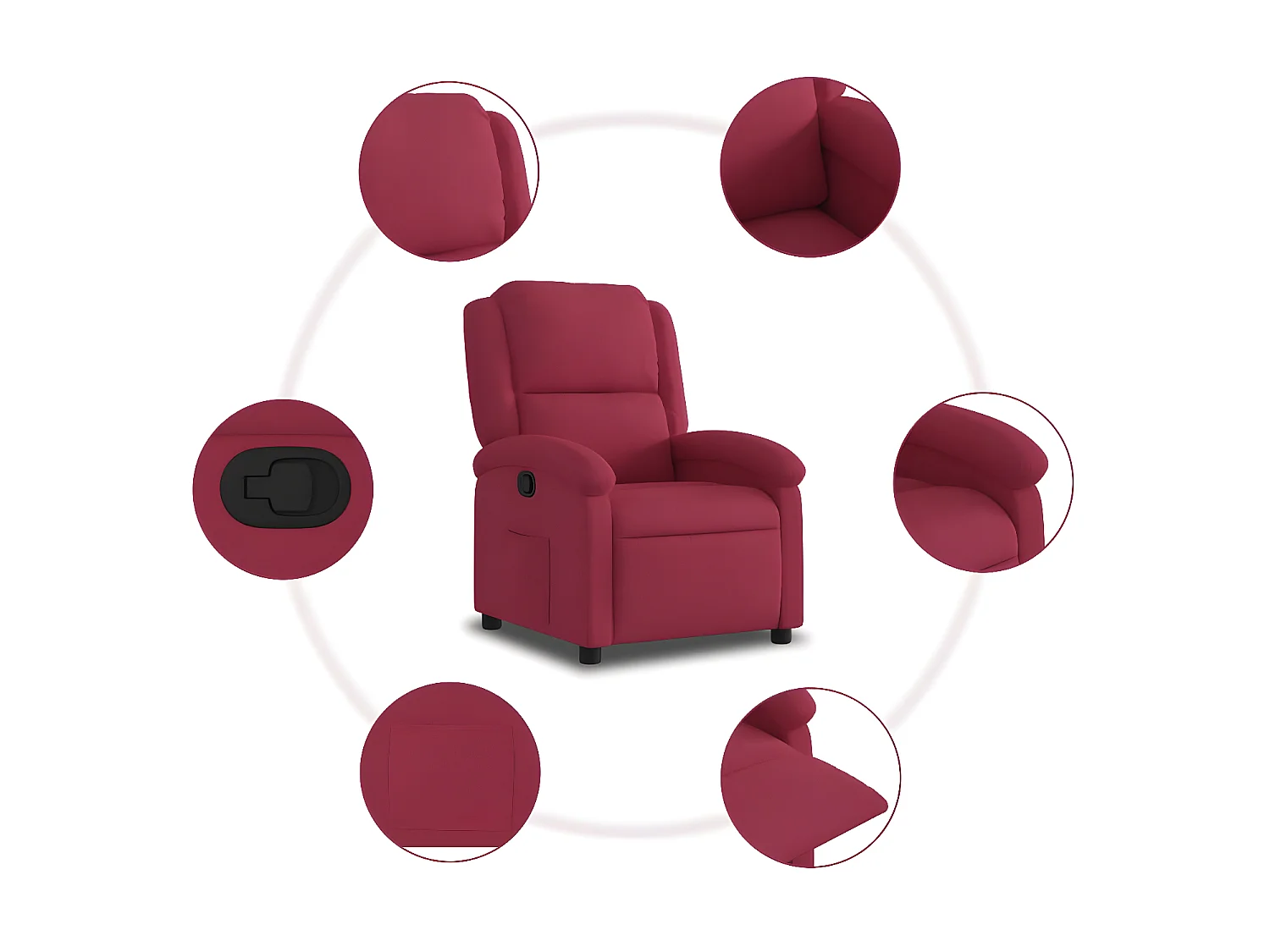 Fauteuil inclinable rouge bordeaux velours