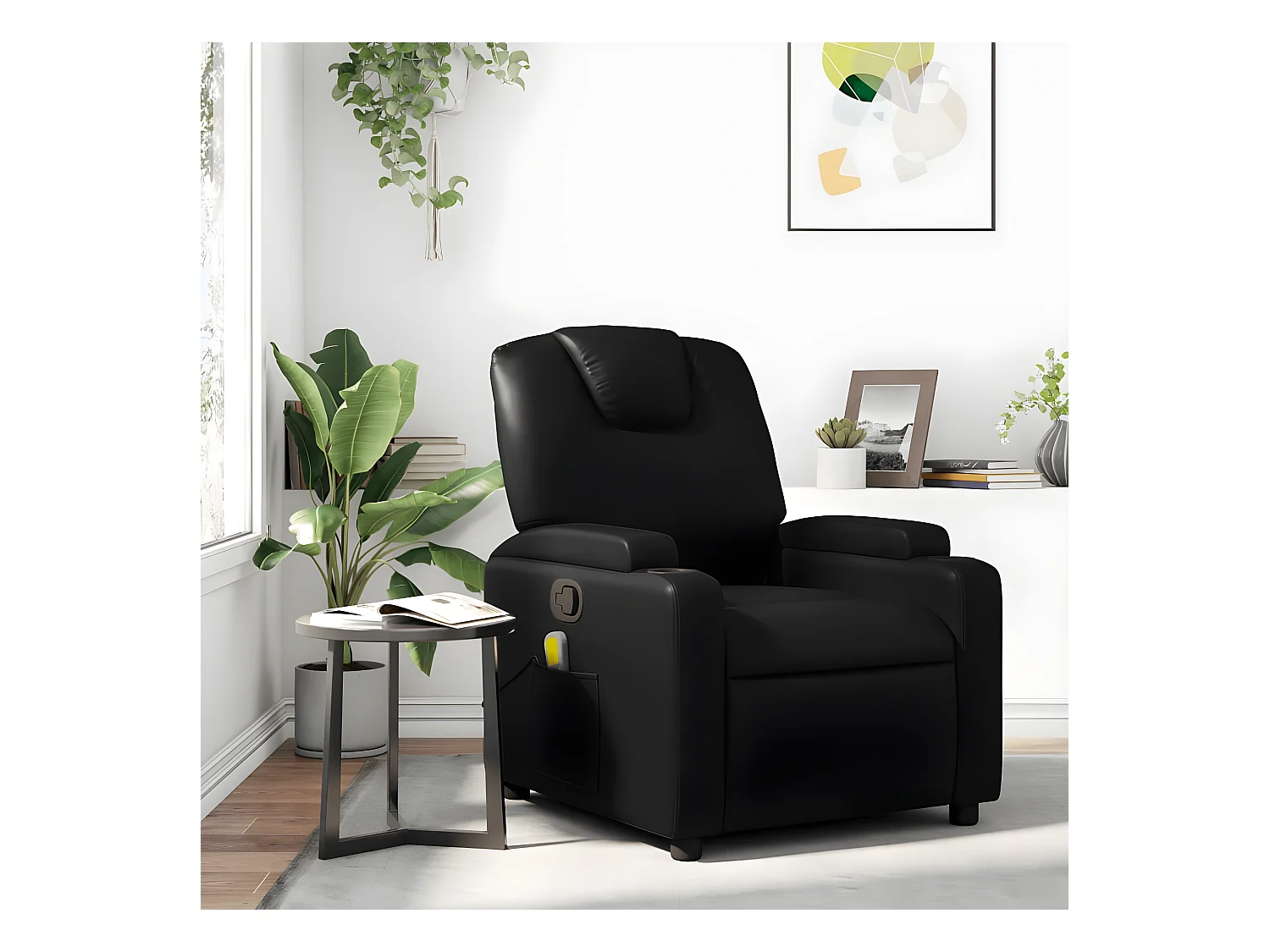 Fauteuil de massage inclinable Noir Similicuir