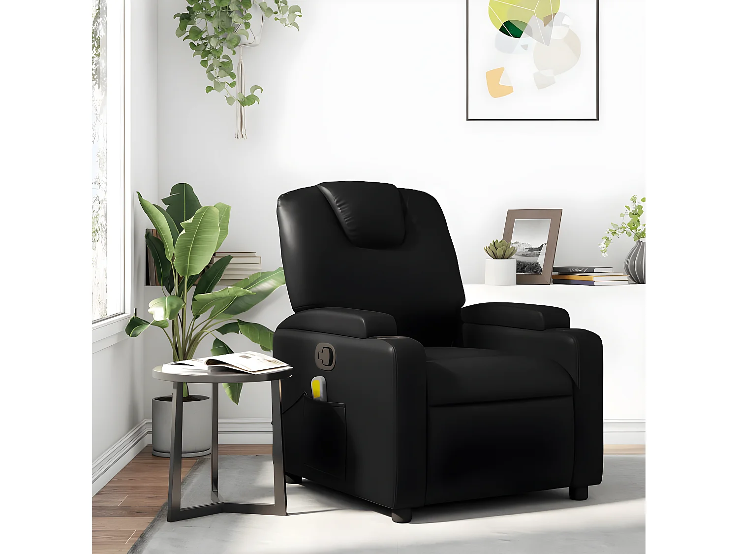 Fauteuil de massage inclinable Noir Similicuir