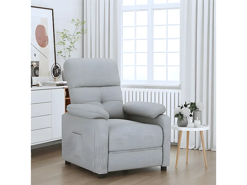 Poltrona reclinabile in tessuto grigio chiaro