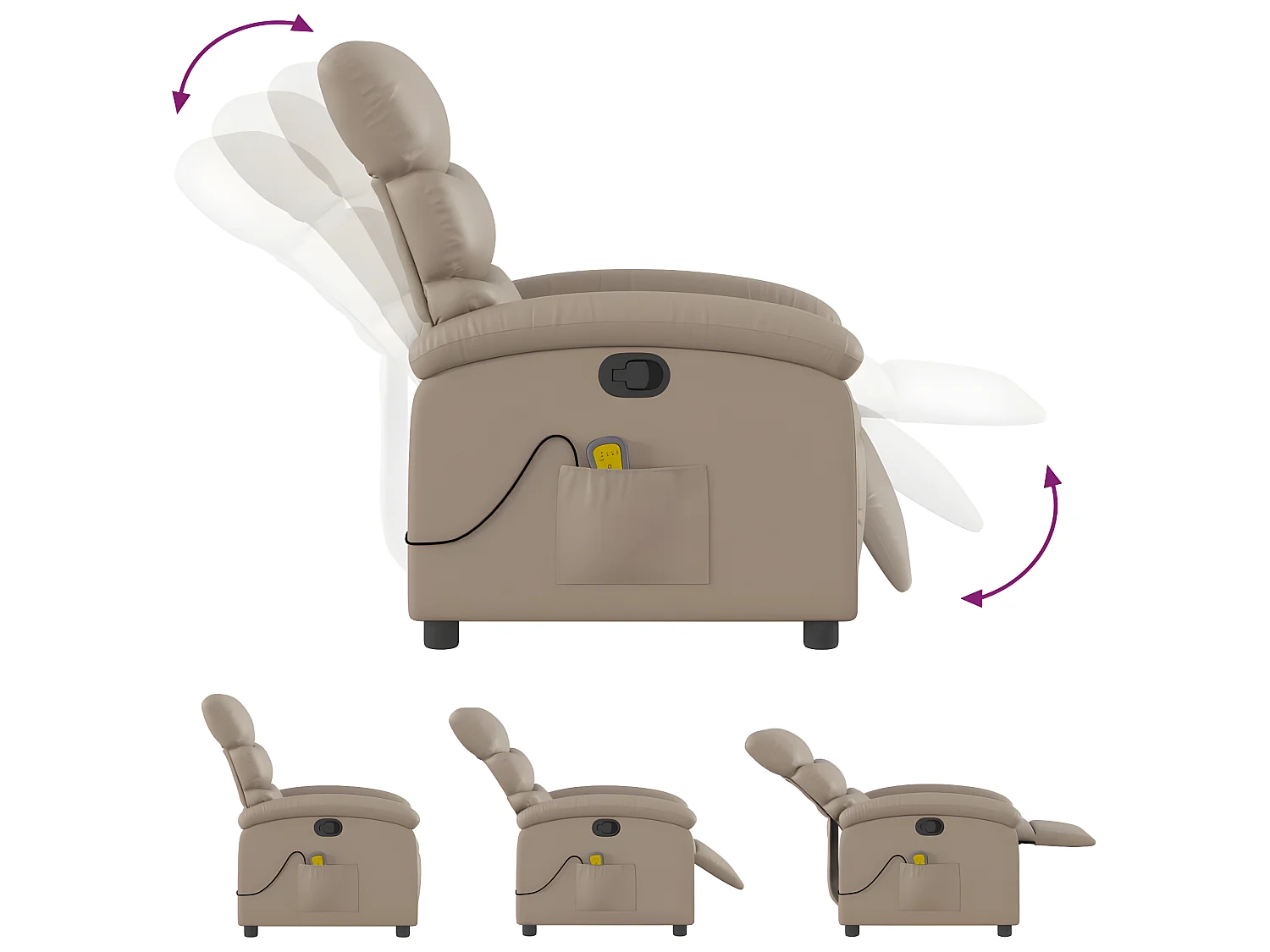 Sillón de masaje reclinable Cappuccino Polipiel