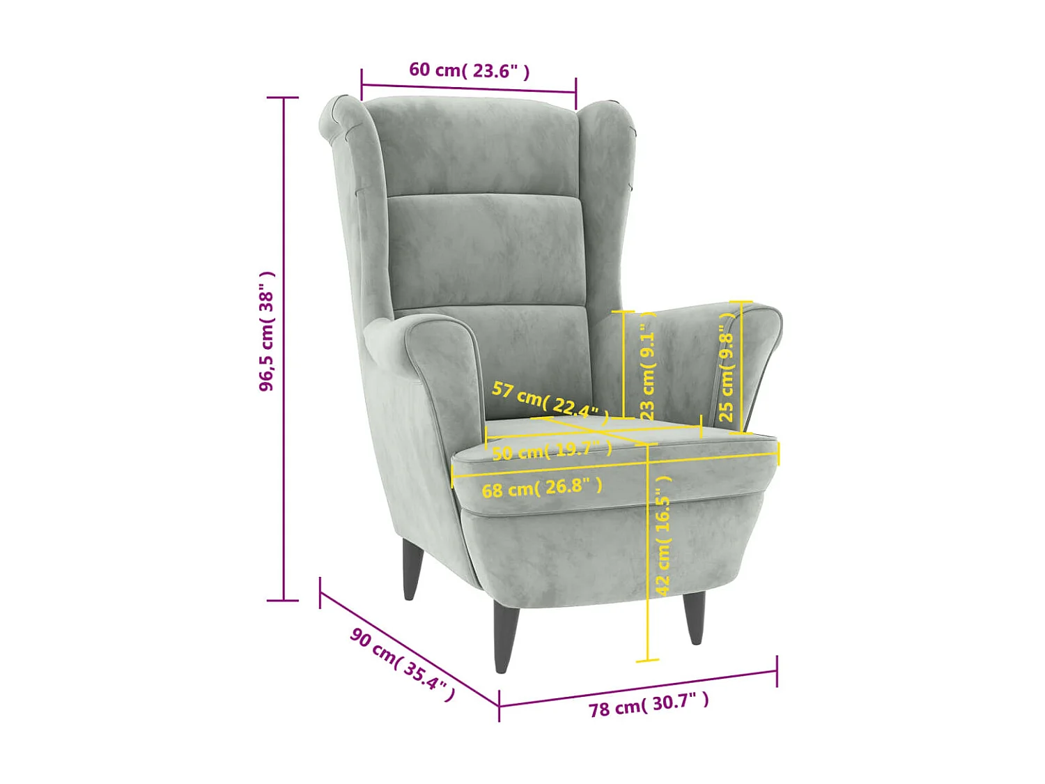 Fauteuil gris clair velours