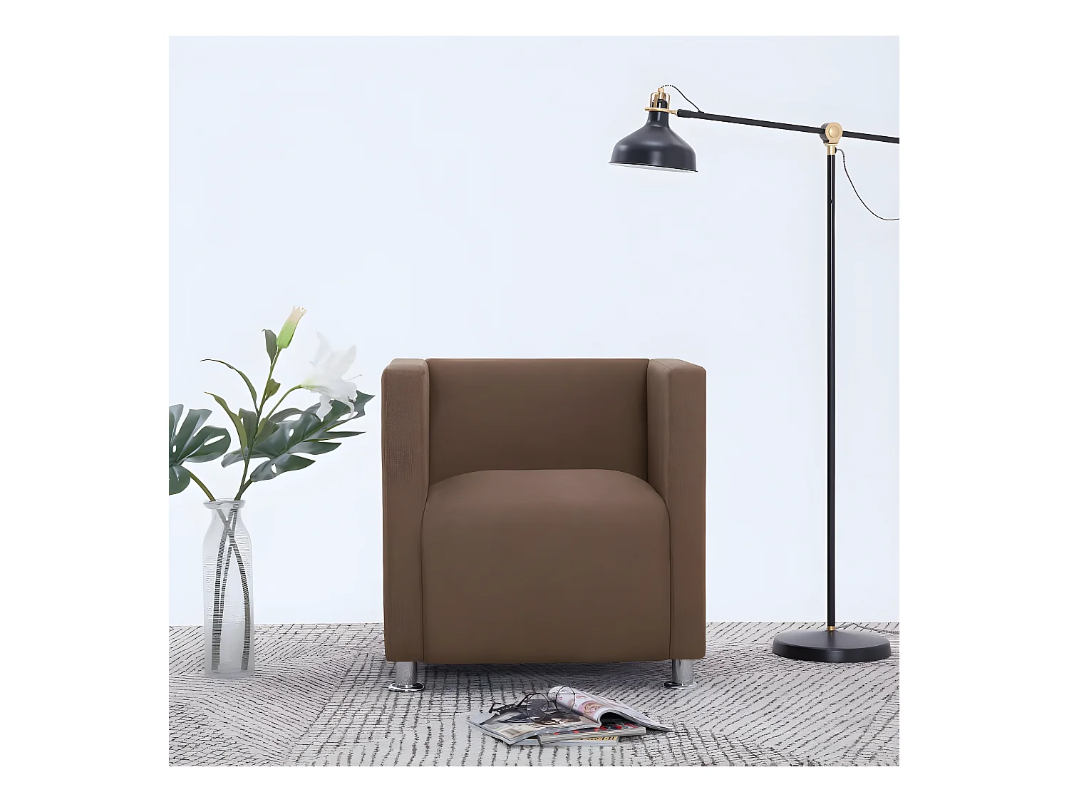 Fauteuil cube Marron Tissu