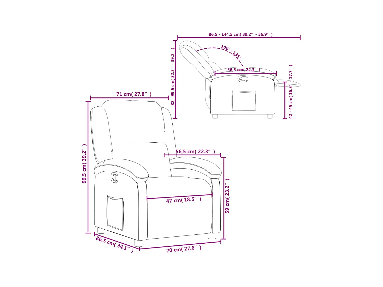 Fauteuil inclinable noir velours