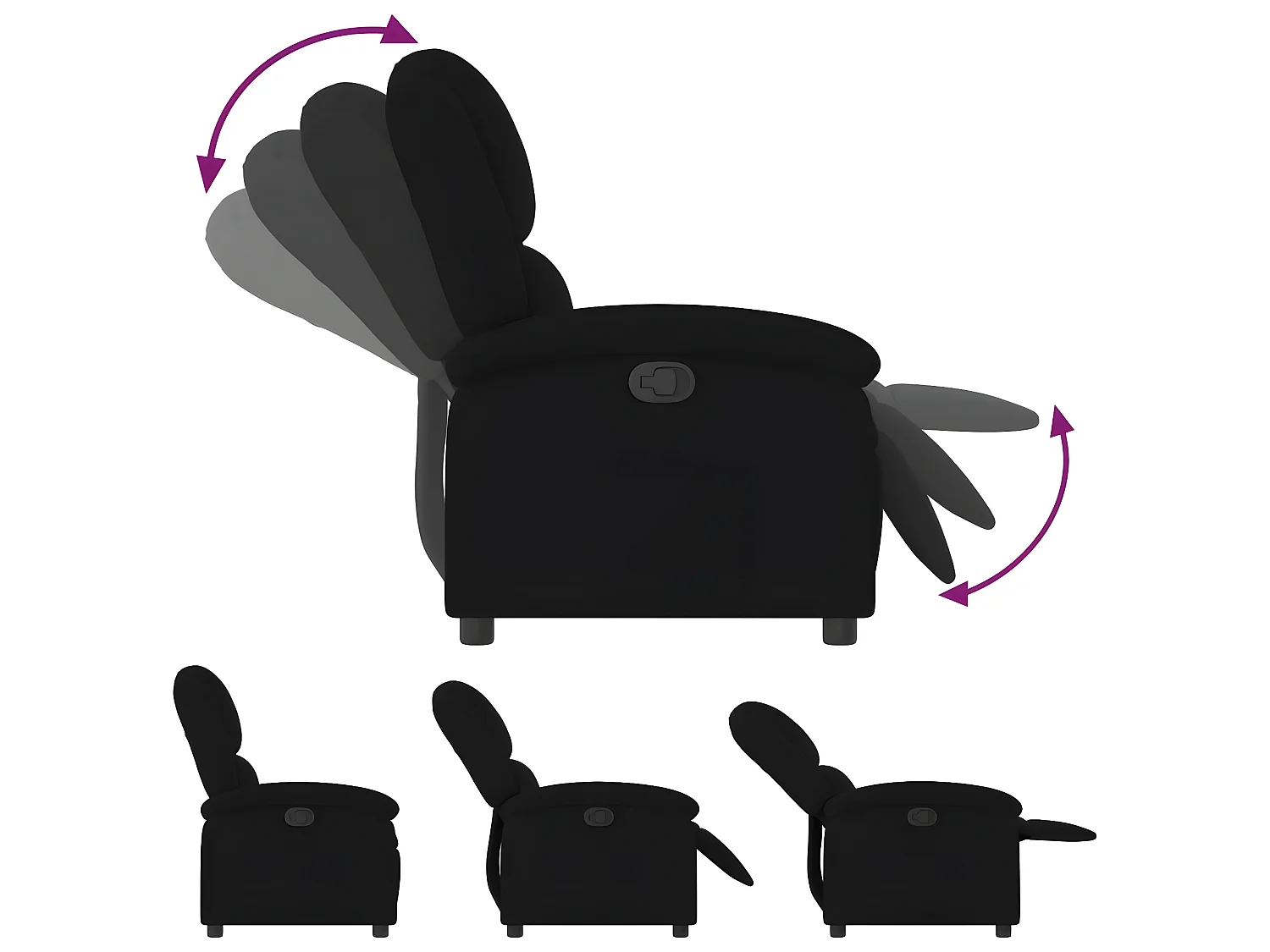 Fauteuil inclinable noir velours