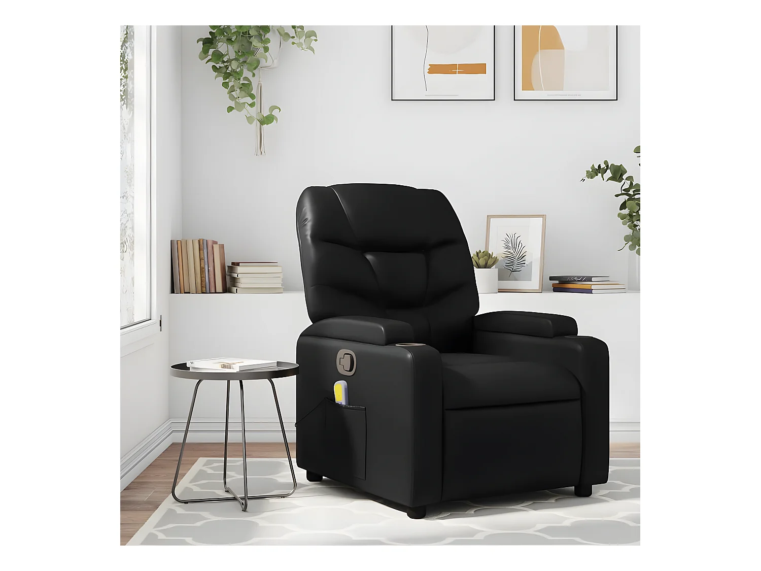 Fauteuil de massage inclinable Noir Similicuir