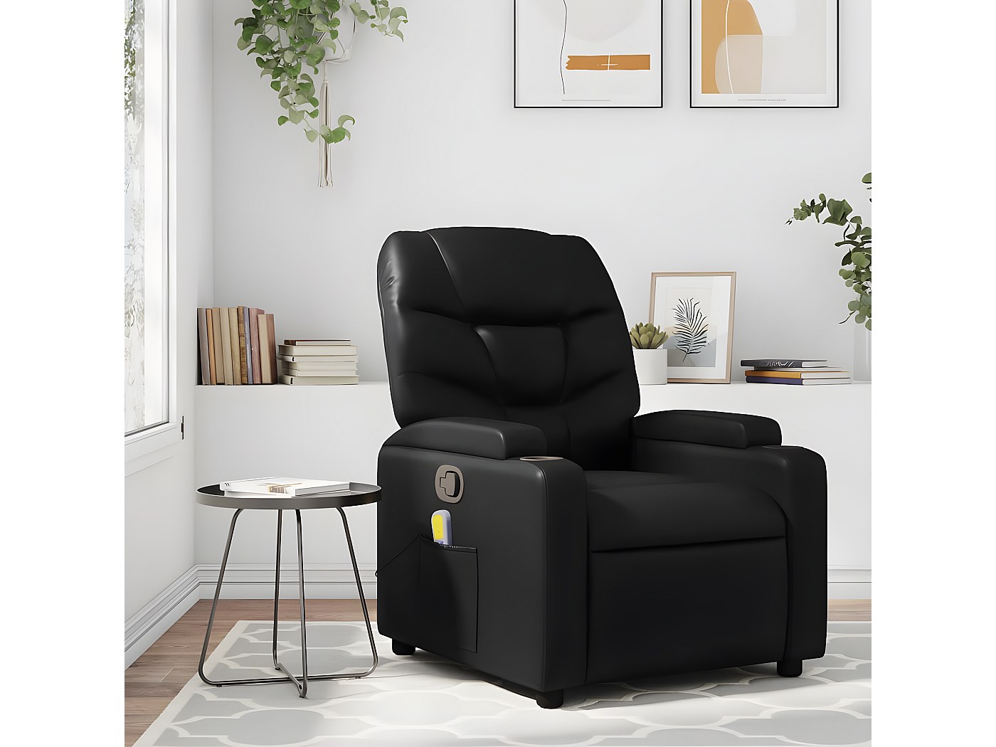 Fauteuil de massage inclinable Noir Tissu - Fauteuil Relax - Fauteuil