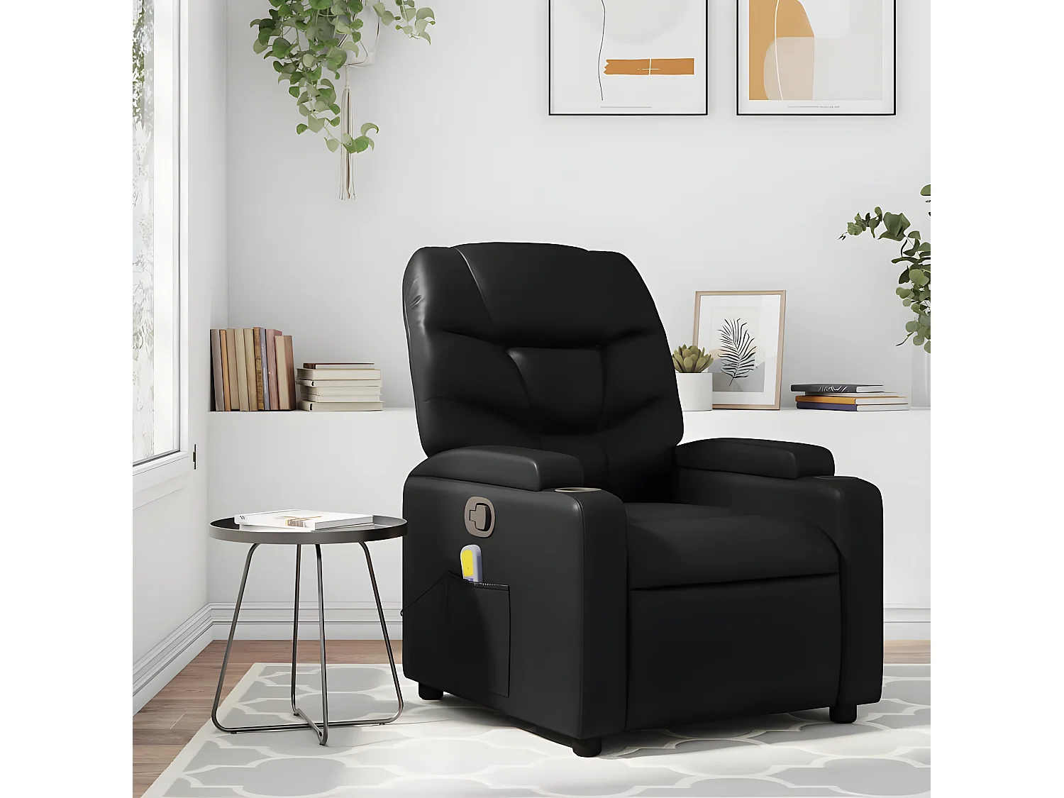 Fauteuil de massage inclinable Noir Similicuir