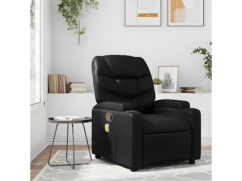Fauteuil de massage inclinable Noir Similicuir