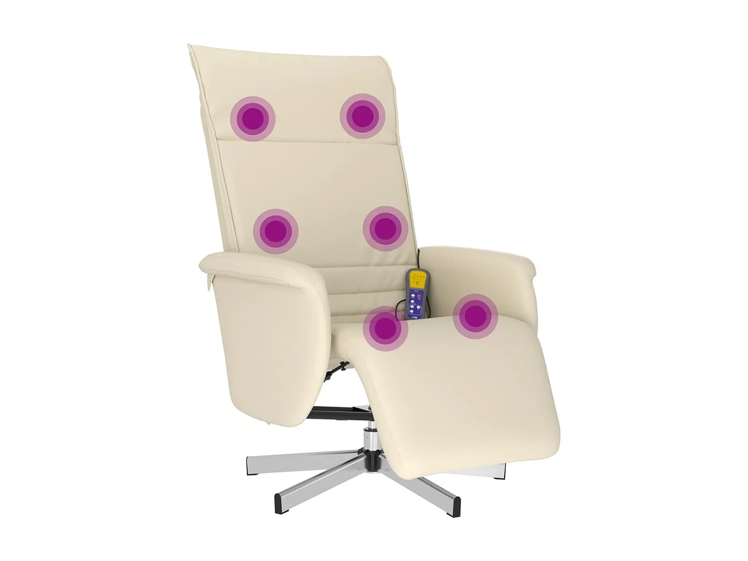 Sillón reclinable y reposapiés de masaje de polipiel color crema