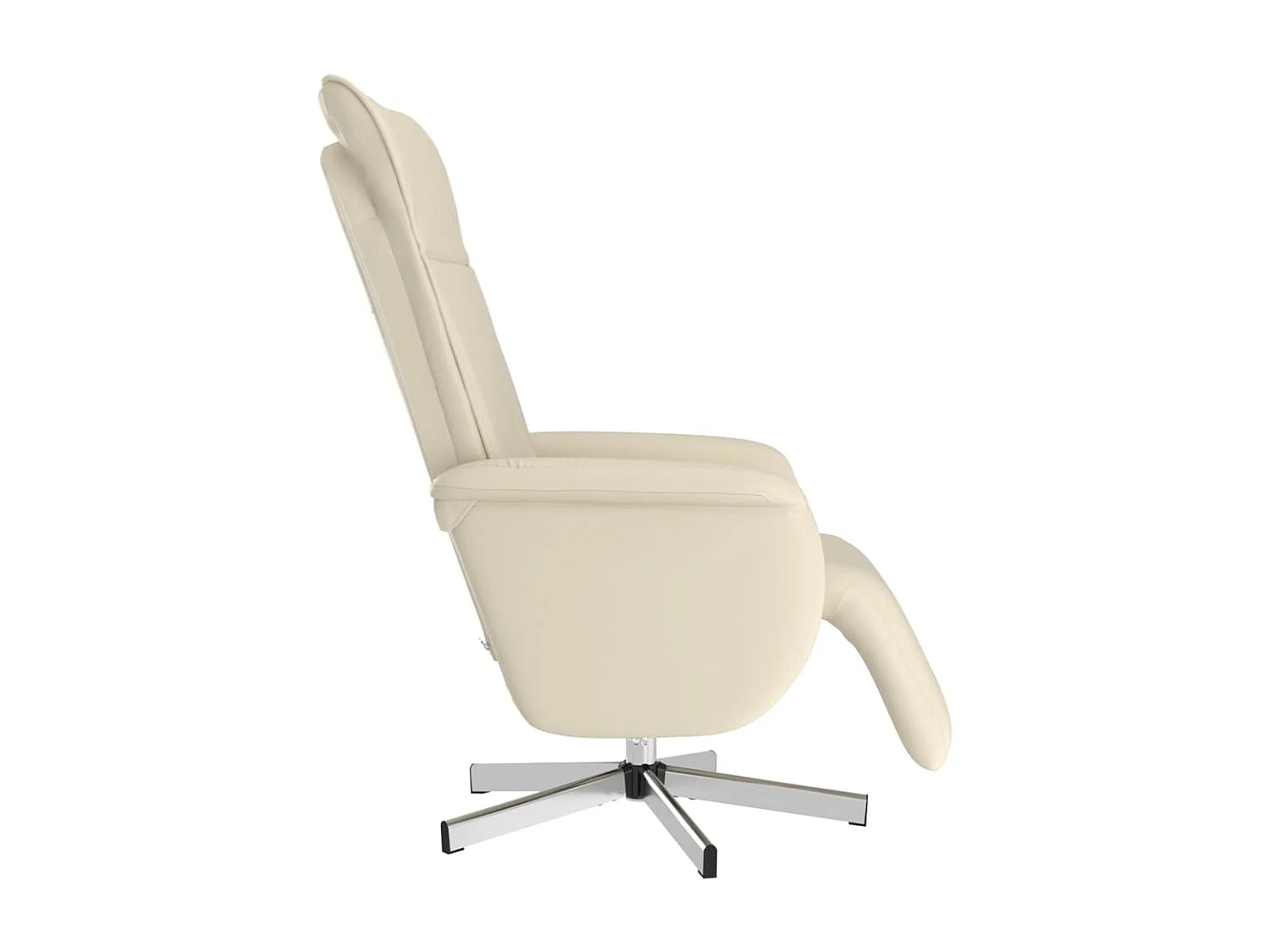 Sillón reclinable y reposapiés de masaje de polipiel color crema